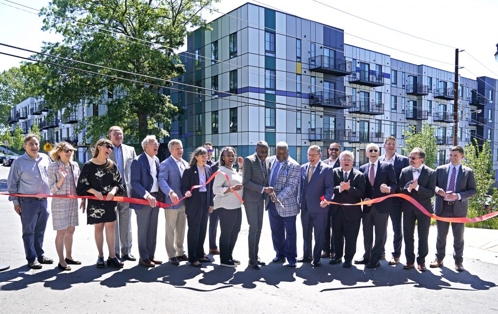 A ribbon cutting ceremony for Red Oak Flats, Envision Cayce’s fifth new residential construction and fourth mixed-income development Thursday May 20, 2021, in Nashville, Tenn.