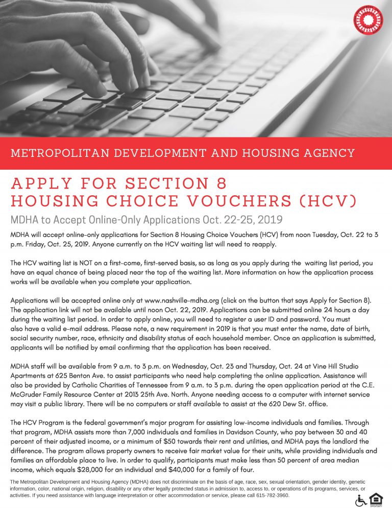 Metropolitan development and housing agency mdha to open section 8